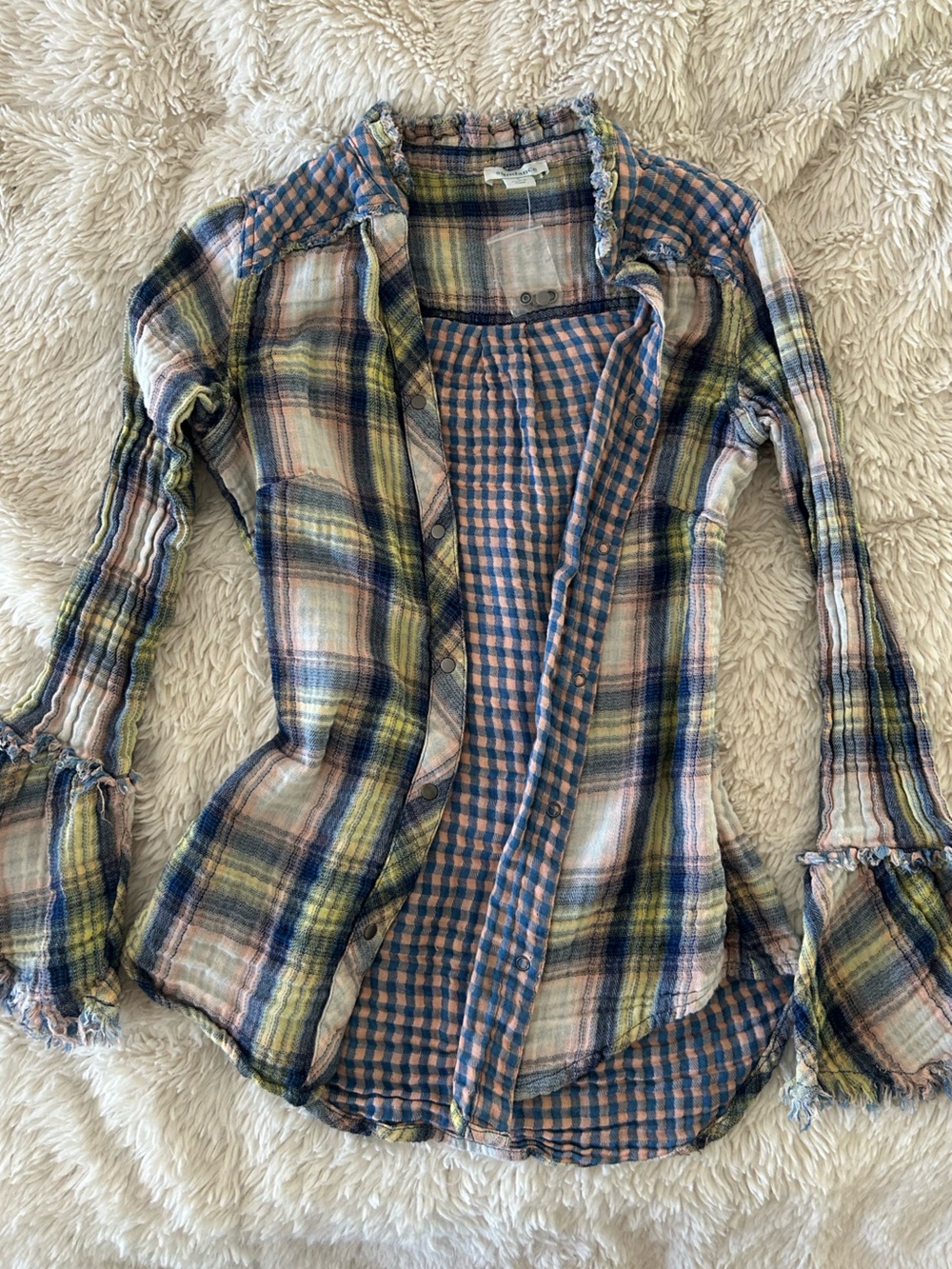 Sundance Plaid Button-Down Shirt in Blue, Green and Cream